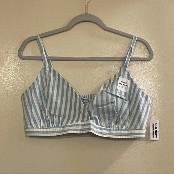 OLD NAVY Matching Printed Smocked Bralette Top in Blue Stripe - Picture 4 of 8